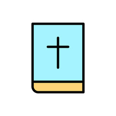 Sticker - Book bible outline color icon. Simple outline color vector elements of religious holiday for ui and ux, website or mobile application