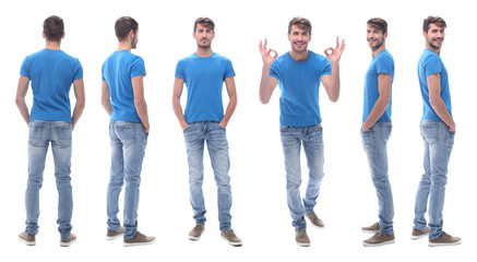 side view . modern young man in jeans.