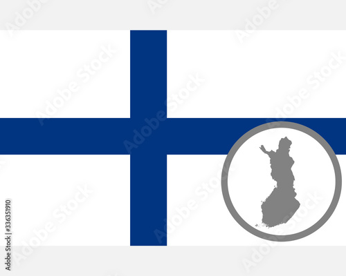 Photographie Fahne und Landkarte von Finnland