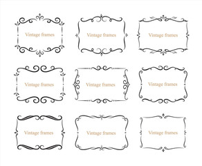 Wall Mural - hand drawn set of decorative frames, borders, page decoration calligraphic design elements collectio