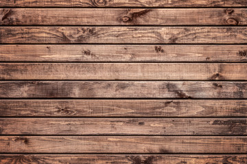 Wall Mural - Horizontal brown wood planks. Wooden fence or wall. Abstract trendy modern wood texture background