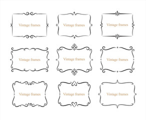 Wall Mural - hand drawn set of decorative frames, borders, page decoration calligraphic design elements collectio