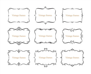 Wall Mural - hand drawn set of decorative frames, borders, page decoration calligraphic design elements collectio