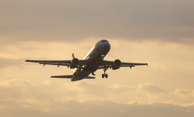 Take off passenger plane in the sky