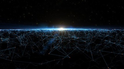Global  Background/Connection lines around Earth globe, futuristic technology  theme background with circles and lines. Concept of internet, social media, traveling or logistics