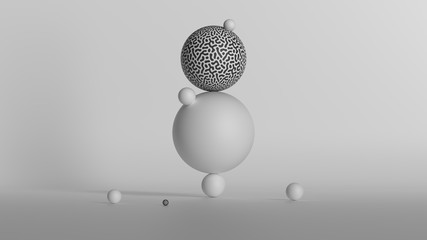 Poster - 3d render modern balance sculpture. figure made of primitive shapes. smooth low contrast light...