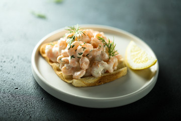 Canvas Print - Swedish shrimp salad on toast