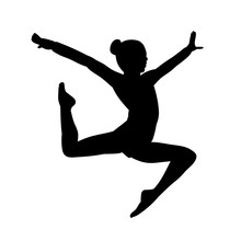  Black Silhouette Girl Gymnast Jumping