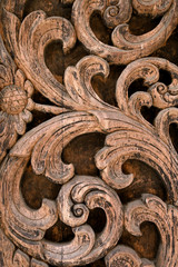 Close up of classical decorative pattern of wood carving