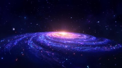Wall Mural - rotating blue spiral galaxy in the universe, mysterious galaxy surrounded by stars