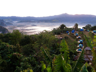 Wall Mural - Mountain in Morning with The Fog on The Ground at Phu Lanka National Park