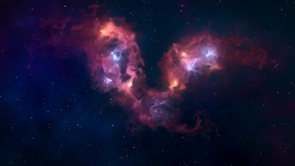 Wall Mural - Alien nebula in deep universe, a wing-like nebula seen after traveling fastly through the starfield