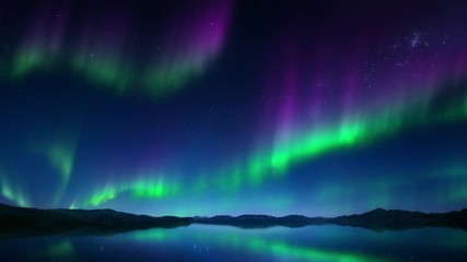 time-lapse of ever-changing colorful aurora