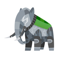 Aufkleber - Vector cartoon mechanical robotic elephant. Toy androids with artificial intelligence, pet for games. Creature produced by people. Futuristic artificial pet friend technology