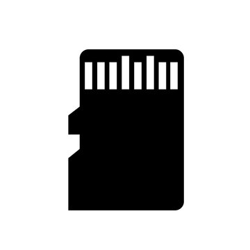 Vector Icon micro SD card isolated on white background. Black silhouette. EPS10