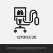 © SilenceVideo - ICU ventilator thin line icon. Intensive care unit for lung vantilation. Healthcare and medical vector illustration.