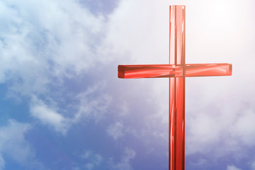 Wall Mural - Christian cross on a bright background, concept of Easter and Christmas background 3D render