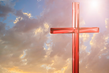 Wall Mural - Christian cross on a bright background, concept of Easter and Christmas background 3D render
