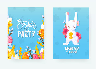 Wall Mural - Set of decorative Easter holiday ad backgrounds.