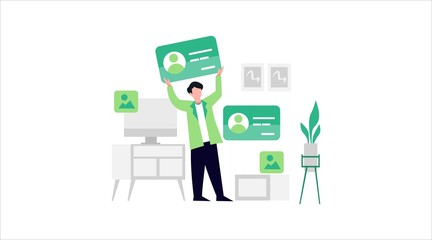 People work and using online chat communication concept illustration. Vector flat illustrations of nternet communication idea for banner, website design or landing web page