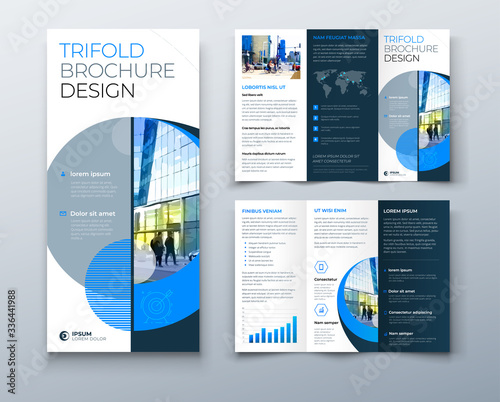 Tri Fold Brochure Design With Circle Corporate Business Template For Tri Fold Flyer Layout With Modern Photo And Abstract Circle Background Creative Concept Folded Flyer Or Brochure Buy This Stock Vector