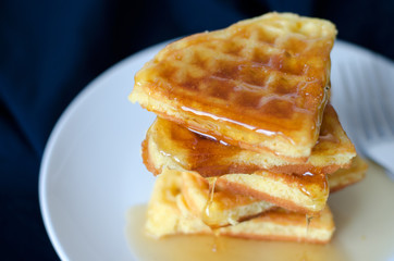 Waffles on a white plate