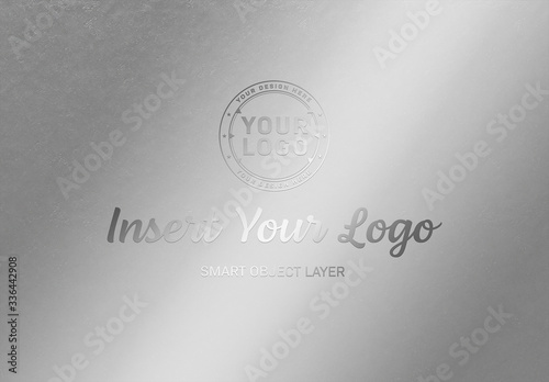 Download Reflecting Chrome Logo On Metal Plate Mockup Stock Template Adobe Stock