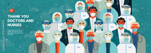 Fotomural Thank you doctors and nurses for the fight against covid-19 coronavirus infection