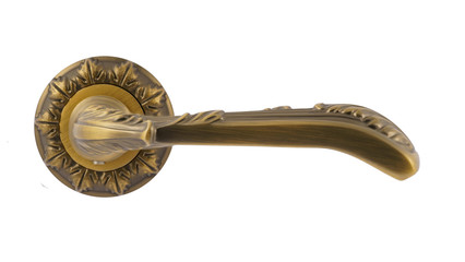 Wall Mural - Door handle of bronze on a white background front view