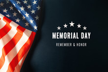Memorial Day With American Flag On Blue Background