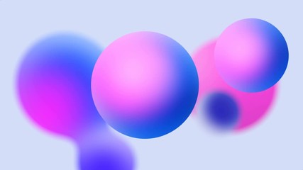 Poster - The blue sphere joins the pink one. Abstract movement of purple-pink spheres on a white background. Abstract balloons