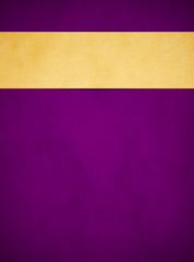 Wall Mural - Elegant rich purple grunge background. Tan gold banner. Portrait orientation.