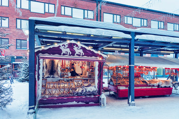 Poster - Winter Souvenirs on Street Christmas Market in Rovaniemi Finland Lapland