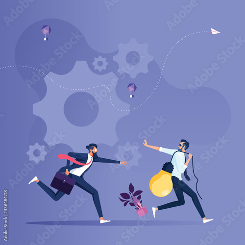Cuadros en Lienzo Businessman stealing business idea-Copyright infringement concept