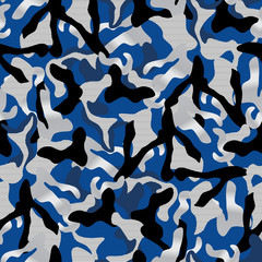 Wall Mural - khaki Camouflage seamless pattern in blue and silver and black colors. points background army fashion vector