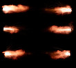 A shot from a firearm on a black background, a fiery exhaust with flying sparks, flames bursting out of the pipe