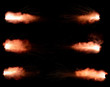 A shot from a firearm on a black background, a fiery exhaust with flying sparks, flames bursting out of the pipe