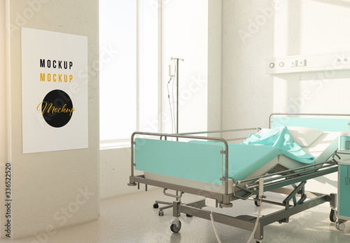 Download Poster Hanging In A Hospital Room Mockup Stock Template Adobe Stock