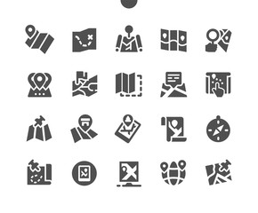 Poster - Maps Well-crafted Pixel Perfect Vector Solid Icons 30 2x Grid for Web Graphics and Apps. Simple Minimal Pictogram