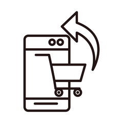 Sticker - smartphone cart online shopping or payment mobile banking line style icon