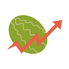 Sticker - watermelon fruit product market up arrow, rising food prices, flat style icon