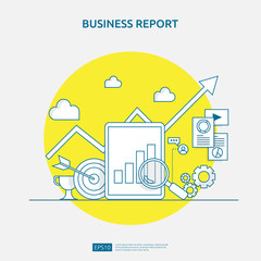 Poster - chart document data report concept for business statistics, investment analysis, planning research and finance audit accounting with paper sheet, hands, magnifier, paperwork, charts, graphs element