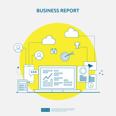 Poster - chart document data report concept for business statistics, investment analysis, planning research and finance audit accounting with paper sheet, hands, magnifier, paperwork, charts, graphs element