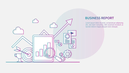 Poster - chart document data report concept for business statistics, investment analysis, planning research and finance audit accounting with paper sheet, hands, magnifier, paperwork, charts, graphs element