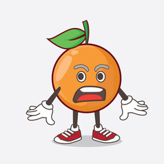 Clementine Orange Fruit cartoon mascot character with a surprised gesture