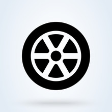 Car Wheel Icon. Vector Flat Car Tyre Symbol