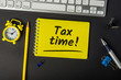 Tax time - Notification of the need to file tax returns, message for accountant - fill in tax form