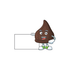 Sticker - Chocolate conitos cartoon character concept Thumbs up having a white board