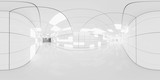 Fototapeta Perspektywa 3d - Full 360 degree equirectangular panorama hdri of modern futuristic white hallway interior 3d render illustration