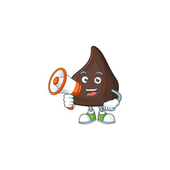 Poster - A picture of chocolate conitos cartoon design style speaking on a megaphone